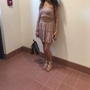 Mauve pink color 2 peice skirt outfit